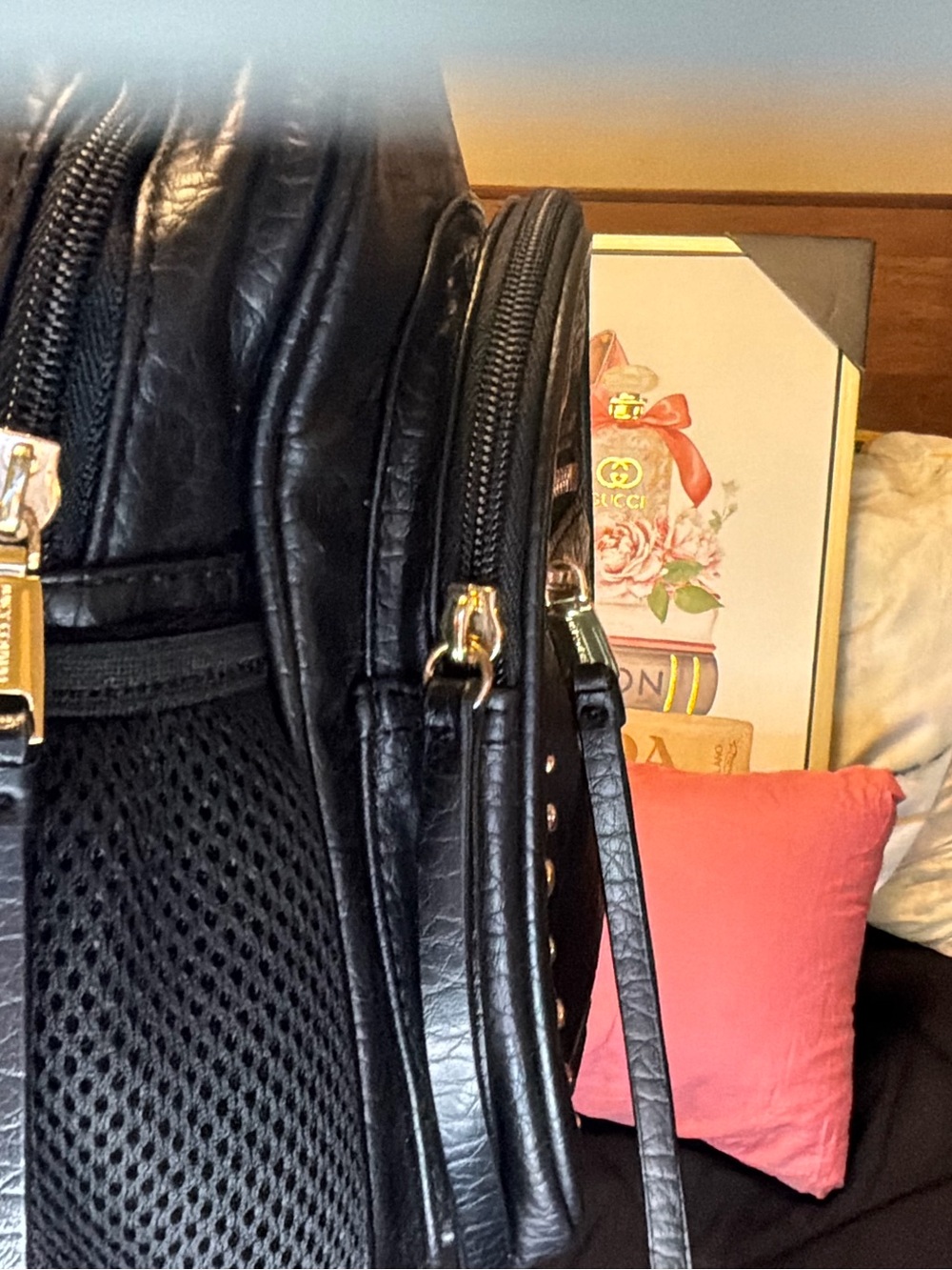 Juicy Couture Los Angeles Mini Backpack – Black Studded Faux Leather - Picture 4 of 12